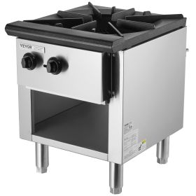 VEVOR Commercial Gas Stove with Cabinet, Propane and Natural Gas Countertop Cooking Stove Range, Stainless Steel Gas Hot Plate