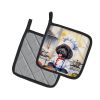Portuguese Water Dog The Chef Pair of Pot Holders Kitchen Heat Resistant Pot Holders Sets Oven Hot Pads for Cooking Baking BBQ, 7 1/2 x 7 1/2