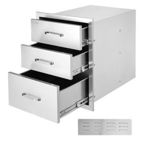 VEVOR 18x20.5 Inch Outdoor Kitchen Stainless Steel Triple Access BBQ Drawers with Chrome Handle, 18 x20.5 x 23 Inch