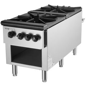 VEVOR Commercial Gas Stove with 2 Burners, Propane and Natural Gas Countertop Cooking Stove Range, Stainless Steel Gas Hot Plate (Default: Default)