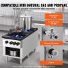 VEVOR Commercial Gas Stove with 2 Burners, Propane and Natural Gas Countertop Cooking Stove Range, Stainless Steel Gas Hot Plate